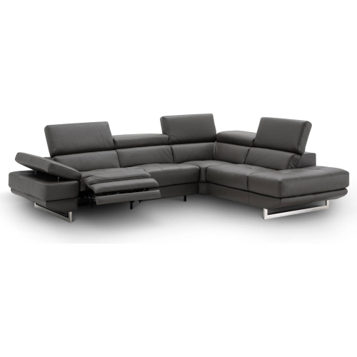 Annalaise Sectional Sofa w/ Right Facing Chaise in Dark Grey Leather